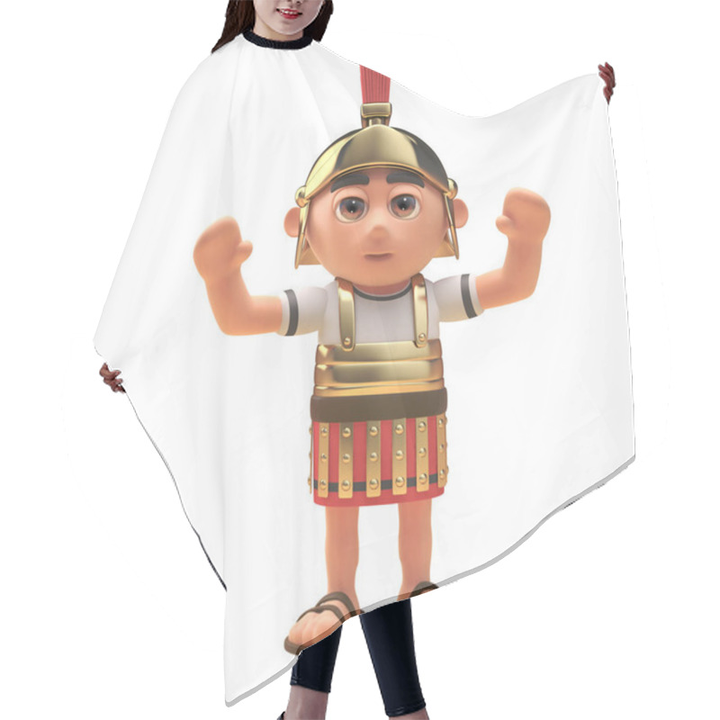 Personality  Cheering Roman Centurion Soldier With Arms In The Air, 3d Illustration Hair Cutting Cape