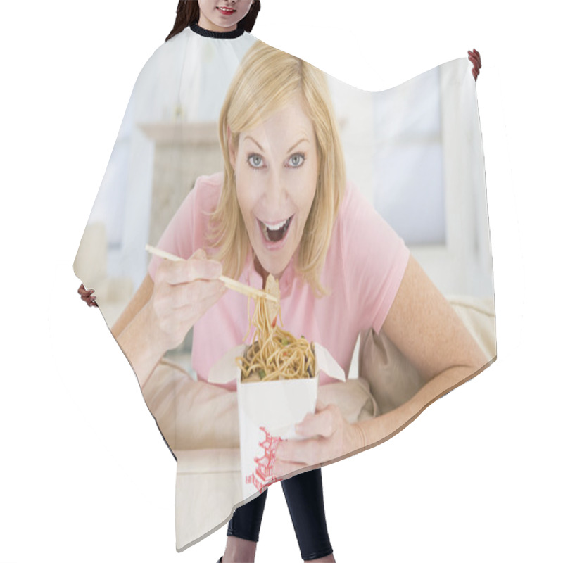 Personality  Woman Eating Meal,mealtime With Chopsticks Hair Cutting Cape