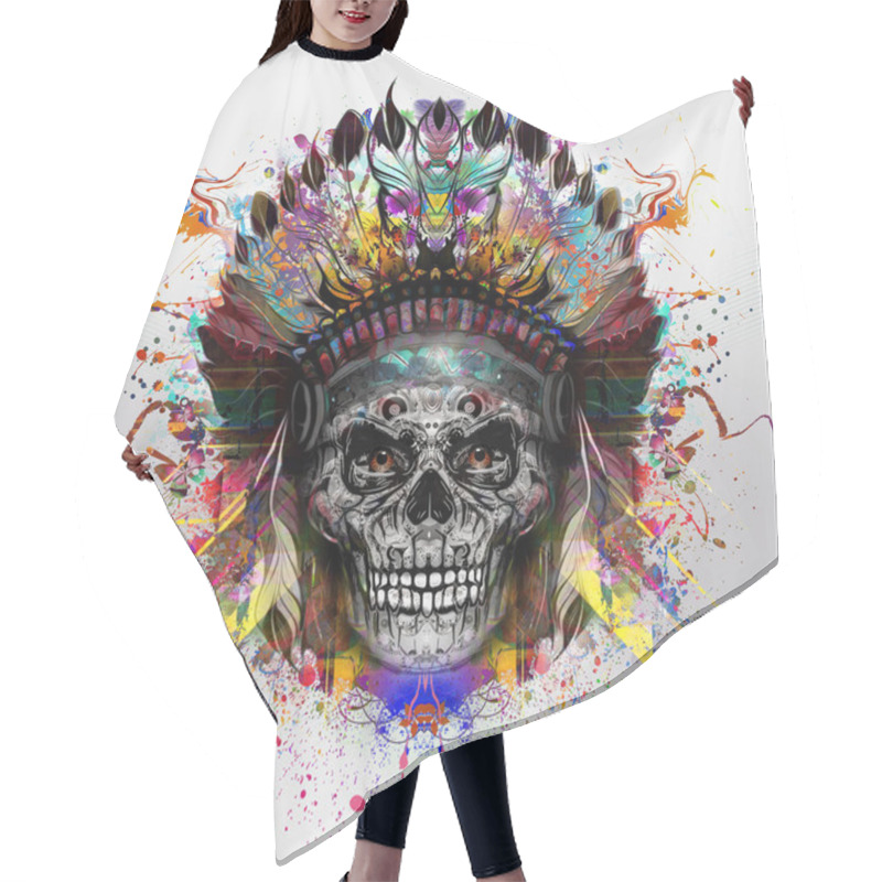 Personality  Hand-drawn Indian Skull Hair Cutting Cape