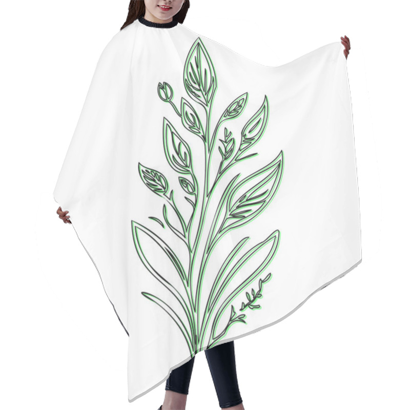 Personality  Minimalist Line Art Botanical Illustration Hair Cutting Cape