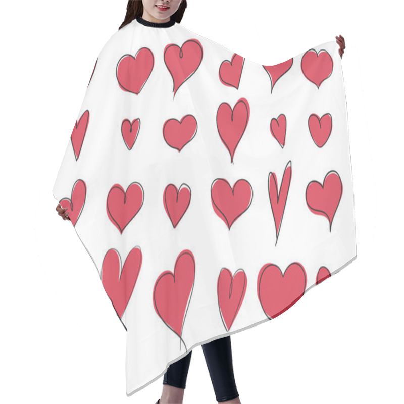 Personality  Hand Drawn Heart Collection. Doodle Hearts In Different Shapes. Vector Illustration Hair Cutting Cape