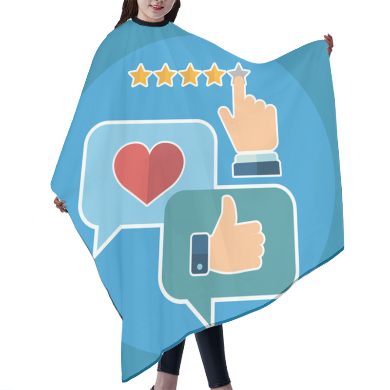 Personality  Set Of Customer Service In Flat Style Hair Cutting Cape