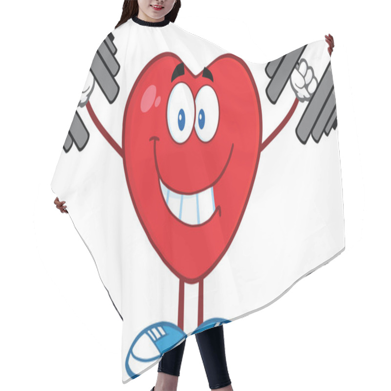 Personality  Smiling Heart Cartoon Character Training With Dumbbells Hair Cutting Cape