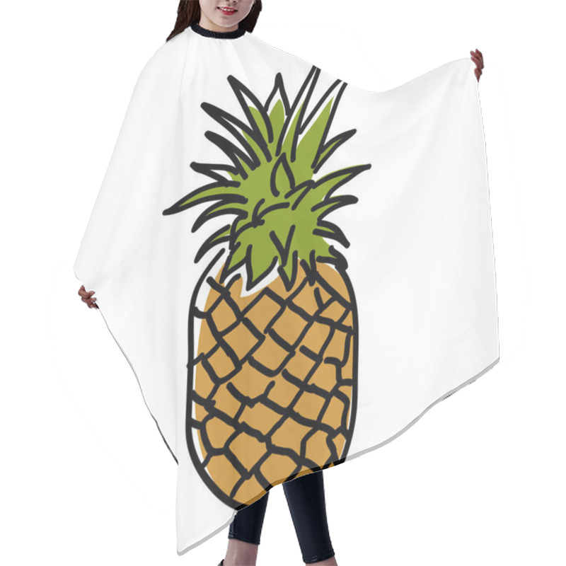 Personality  Hand Drawn Pineapple In  Line Hair Cutting Cape