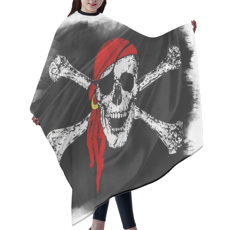 Personality  Pirate Flag On White Hair Cutting Cape