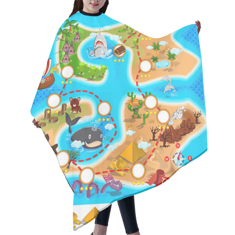 Personality  Pirate Treasure Map Hair Cutting Cape