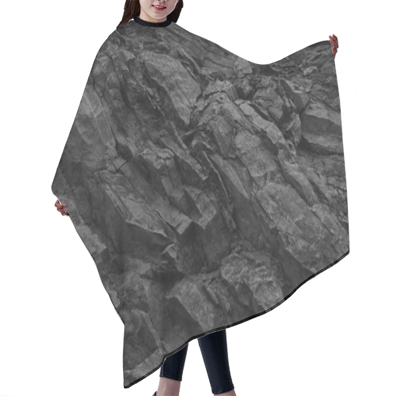 Personality      Black Rock Background. Dark Gray Stone Texture. Black Grunge Background. Mountain Close-up. Distressed Backdrop.                            Hair Cutting Cape