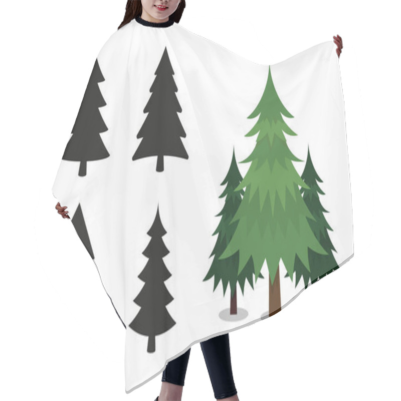 Personality  Christmas Trees Pictogram Vector Set Hair Cutting Cape