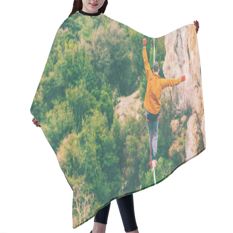 Personality  Highline In The Mountains. Hair Cutting Cape