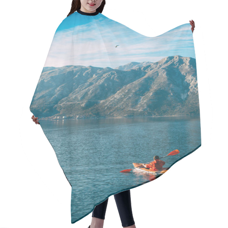 Personality  Kayaks In The Lake. Tourists Kayaking On The Bay Of Kotor, Near Hair Cutting Cape