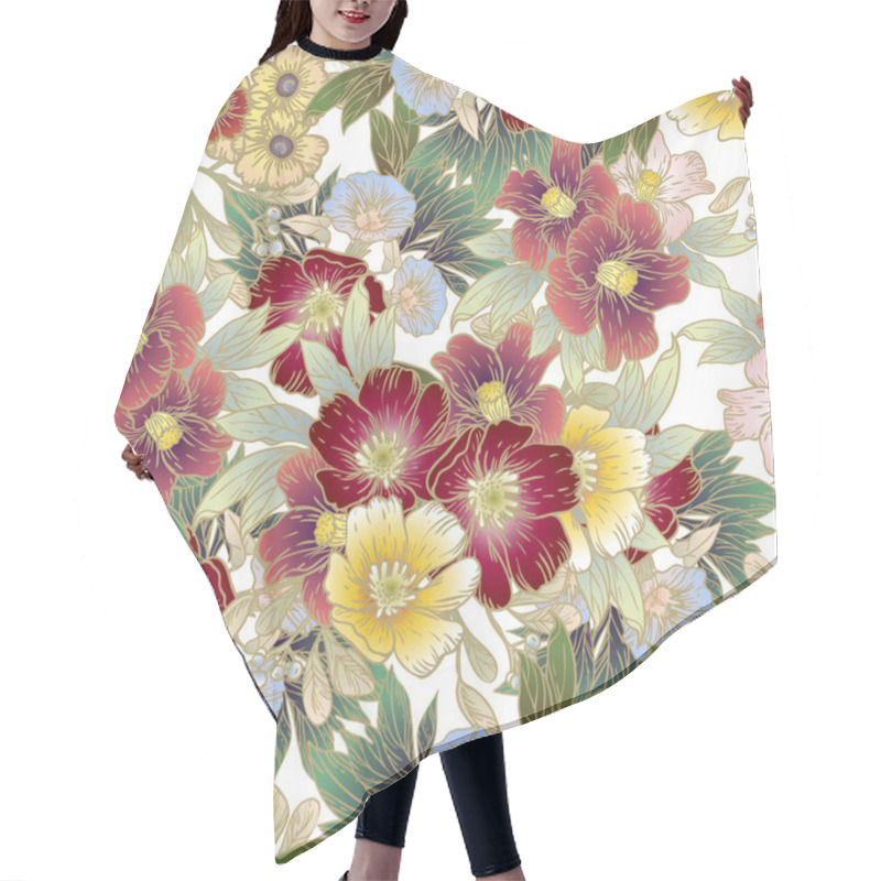 Personality  Flowers Print. Elegance Seamless Pattern. Hair Cutting Cape