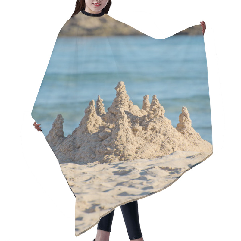 Personality  Sand Castle On The Beach. Hair Cutting Cape