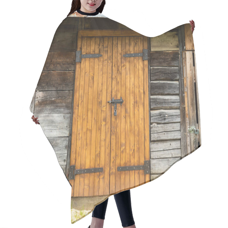 Personality  Wooden Gate With A Bolt Lock In An Old Farm Shed Hair Cutting Cape