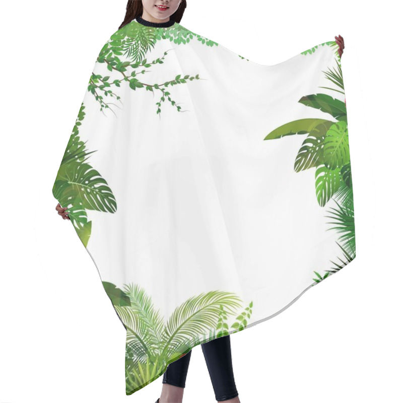 Personality  Vector Illustration Of Tropical Jungle On White Background Hair Cutting Cape