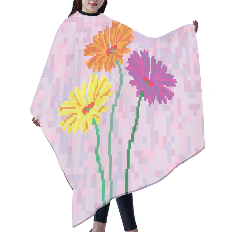 Personality  Flowers On A Background Pixel Hair Cutting Cape