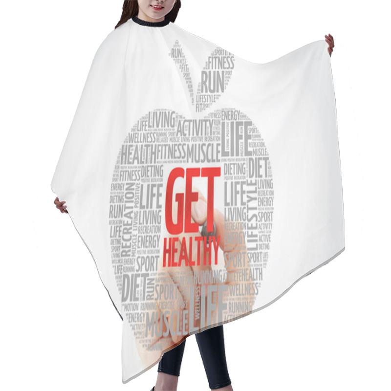 Personality  Get Healthy Apple Word Cloud With Marker, Health Concept Hair Cutting Cape