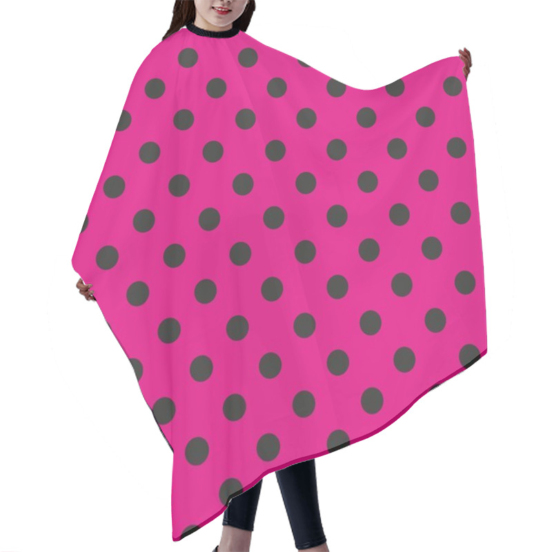 Personality  Seamless Vector Pattern With Black Polka Dots On Neon Pink Background Hair Cutting Cape