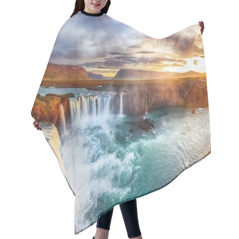 Personality  Fantastic Sunrise Scene Of Powerful Godafoss Waterfall. Hair Cutting Cape