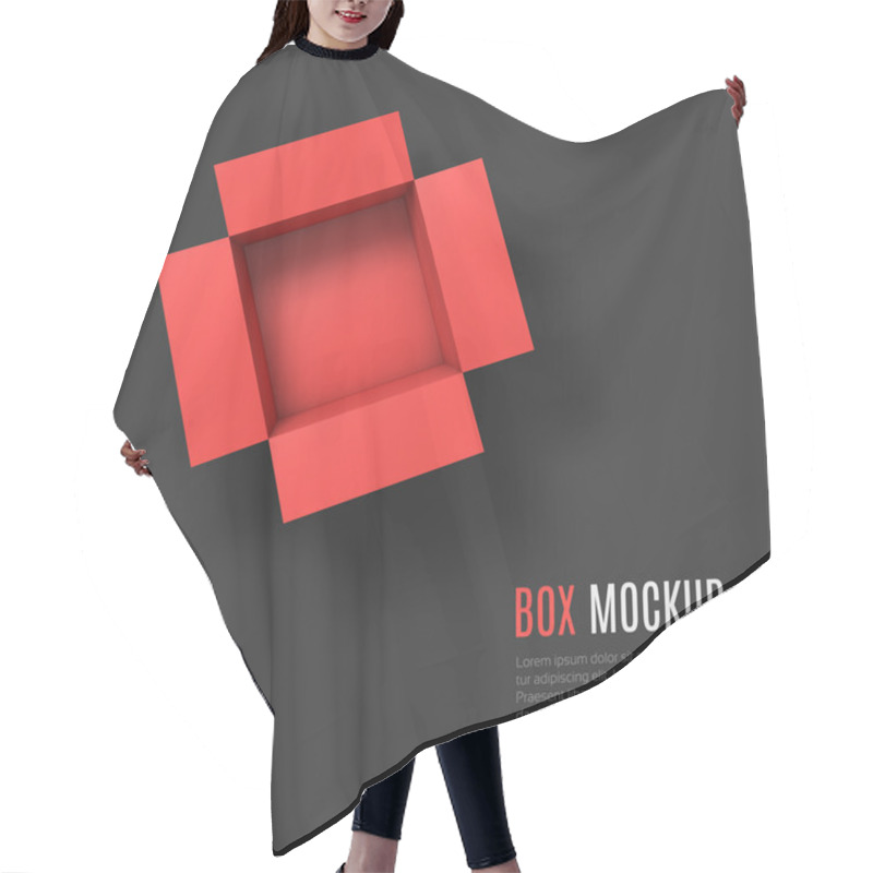 Personality  Open Box Mockup Template. Top View. Hair Cutting Cape