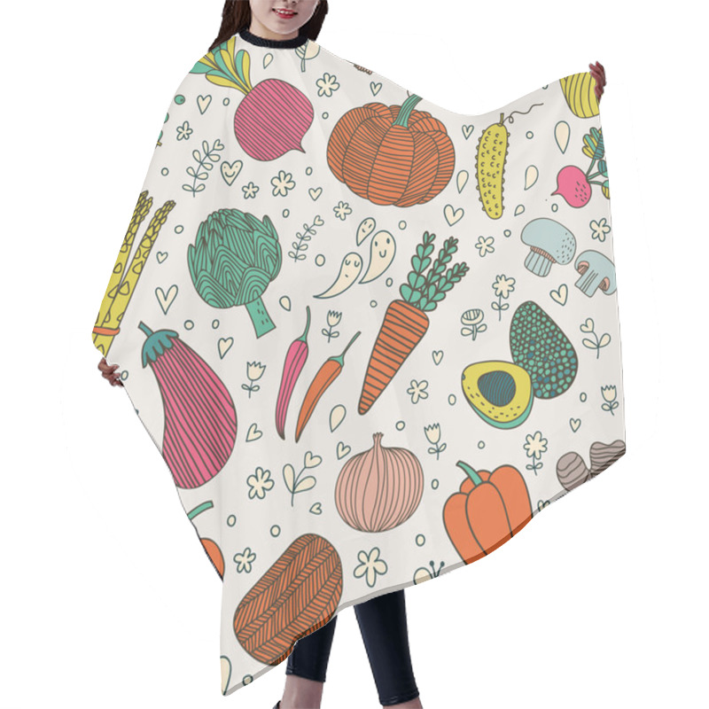 Personality  Green Peas, Eggplant, Potato, Carrot, Pumpkin, Avocado, Leek Hair Cutting Cape