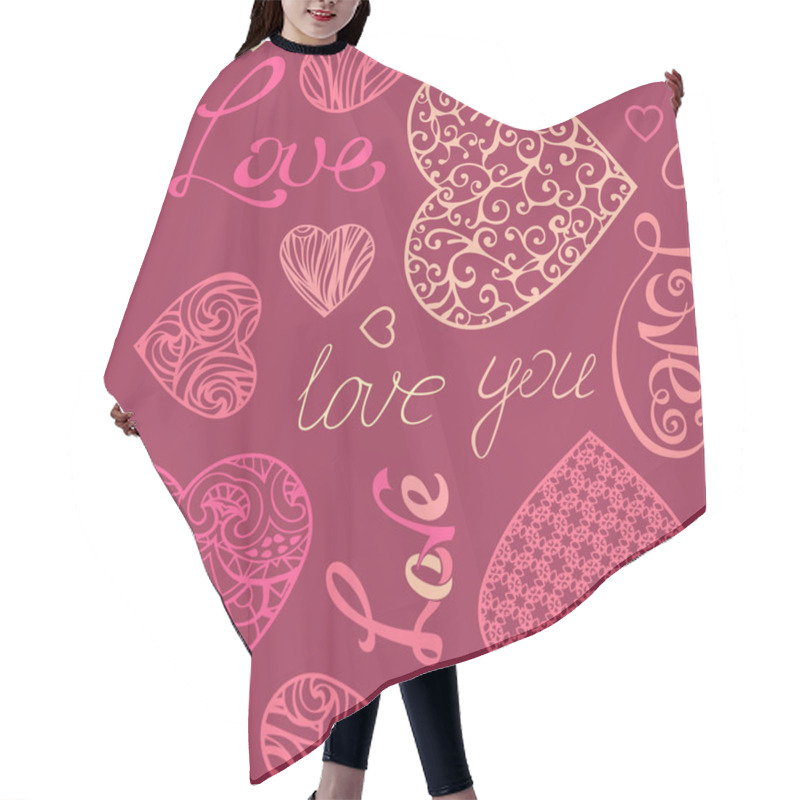 Personality  Valentine's Seamless Pattern.  Hair Cutting Cape