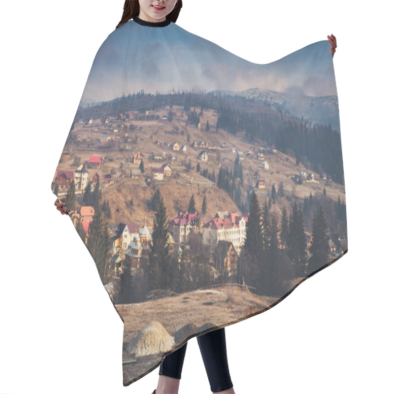 Personality  Carpathian Village And Mountains Hair Cutting Cape