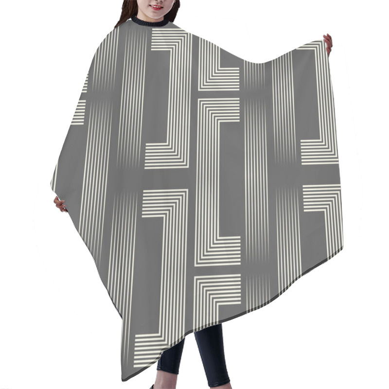 Personality  Seamless Vertical Line Pattern. Vector Black And White Striped B Hair Cutting Cape