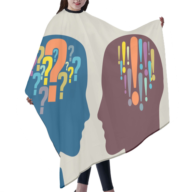 Personality  Vector Illustration Concept Of Doubt And Certainty Hair Cutting Cape