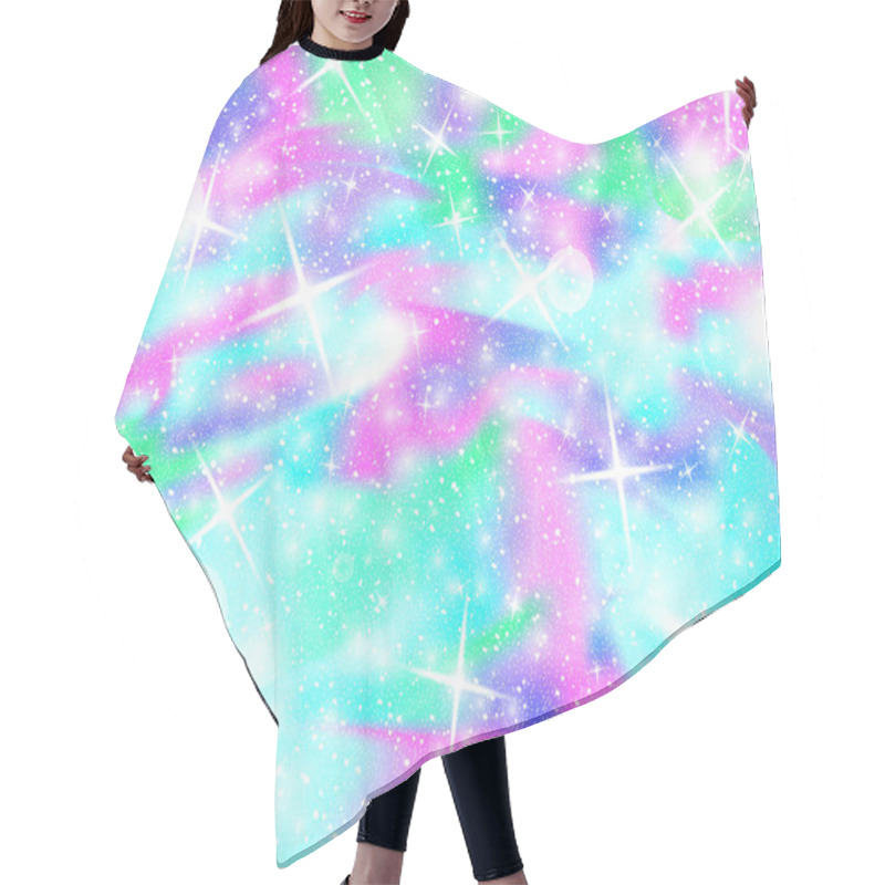 Personality  Unicorn Rainbow Background. Holographic Sky Hair Cutting Cape