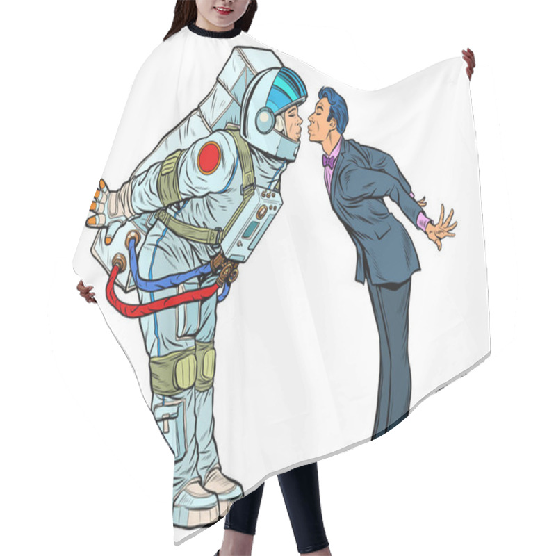 Personality  Astronaut Woman Or Man Prepared For A Kiss With The Groom Hair Cutting Cape