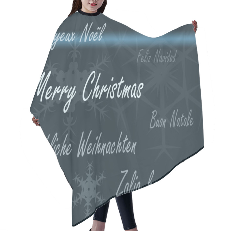 Personality  Xmas Card Multiple Languages - Blue Hair Cutting Cape