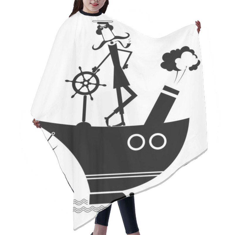 Personality  Mustache Captain Of The Ship Isolated On White Hair Cutting Cape