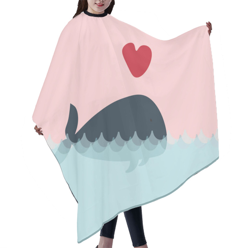 Personality  Greeting Card With A Whale In Love. Valentines Day Background Hair Cutting Cape