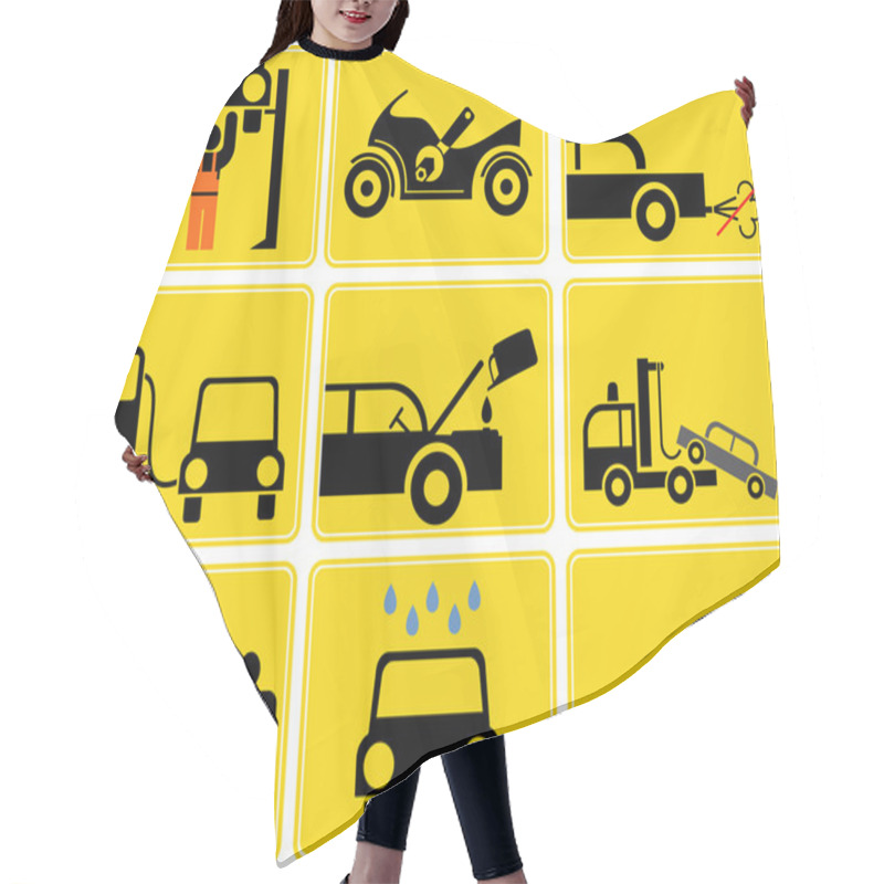 Personality  Auto Service - Vector Icons Hair Cutting Cape