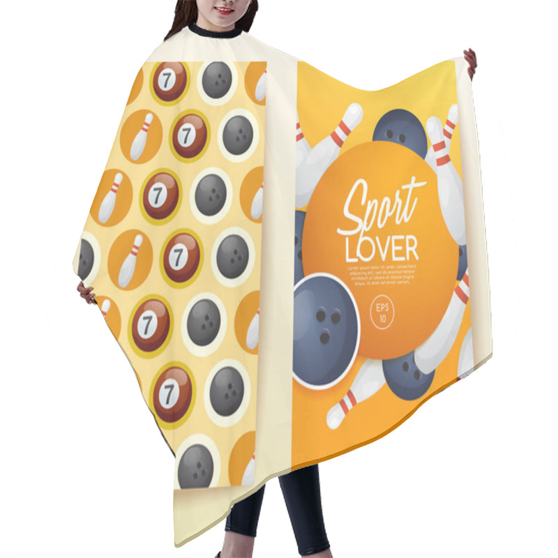 Personality  Sport Lover Banners With Bowling Equipment  Hair Cutting Cape