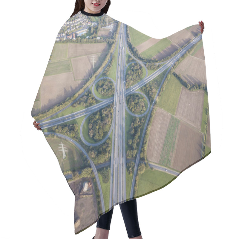 Personality  Highway Intersection Aerial View Hair Cutting Cape