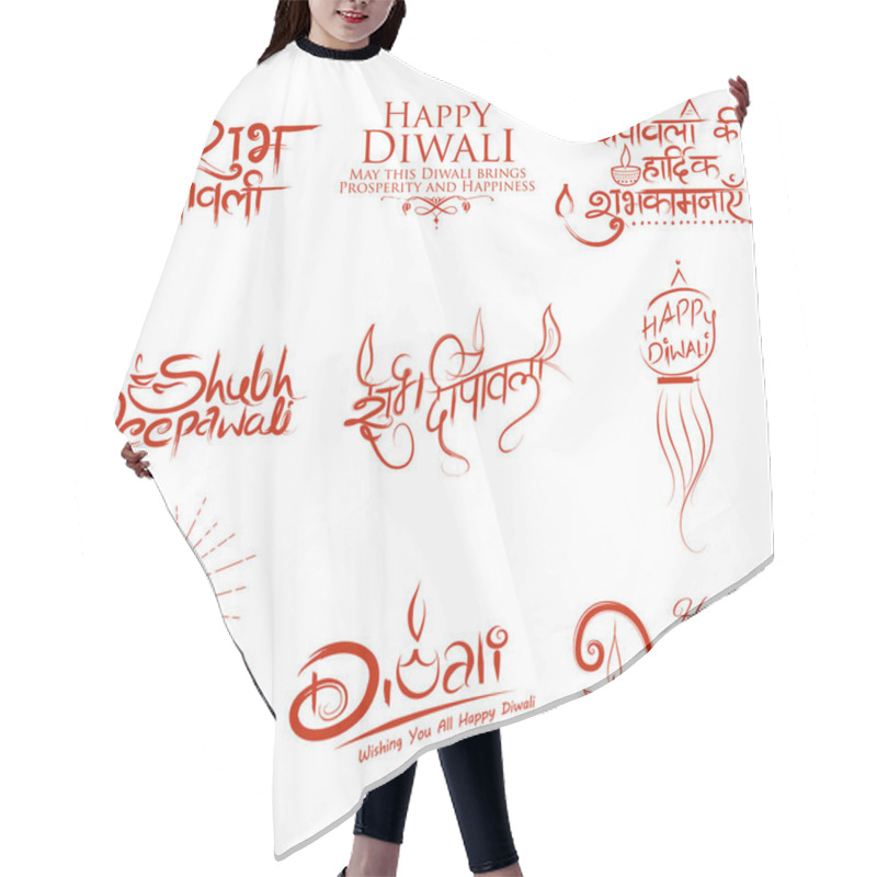 Personality  Typography Calligraphy On Diwali Holiday Background For Light Festival Of India With Message In Hindi Meaning Greetings For Happy Dipawali Hair Cutting Cape