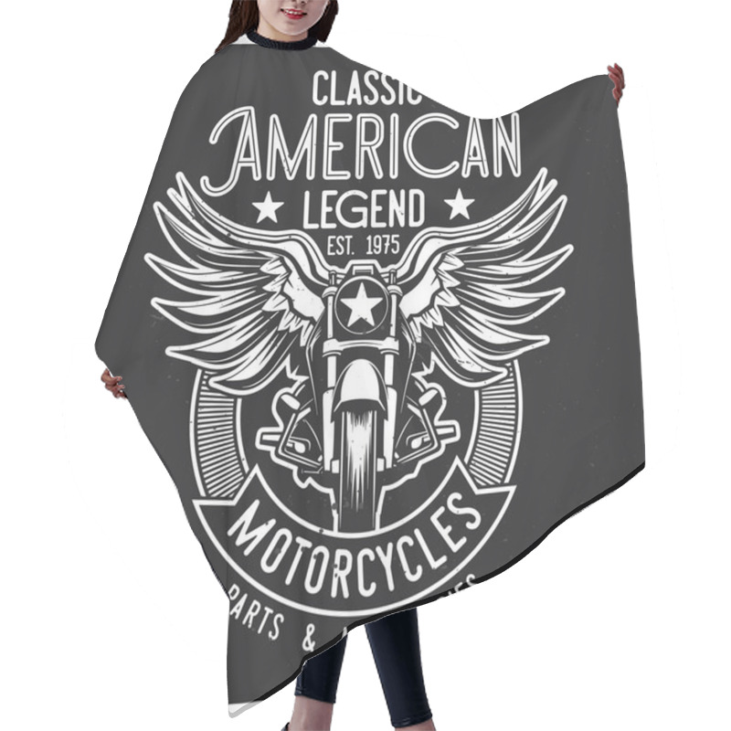 Personality  T-shirt Or Poster Design With Illustration Of A Motorcycle With A Wings Hair Cutting Cape