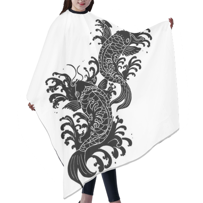 Personality  Koi Fish Tattoo Hair Cutting Cape