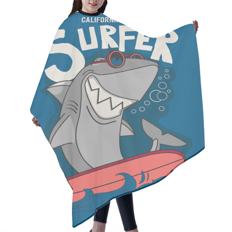 Personality  Surfer Shark Vector With Surfboard Hair Cutting Cape