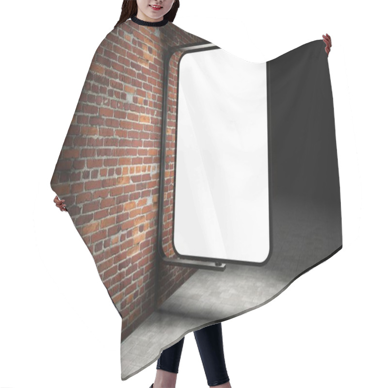 Personality  3d Blank Street Advertising Billboard On Brick Wall At Night Hair Cutting Cape