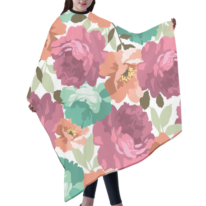 Personality  Beautiful Floral Seamless Pattern. Hair Cutting Cape