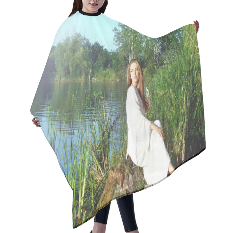 Personality  Fairy Woman Near Forest Lake Hair Cutting Cape