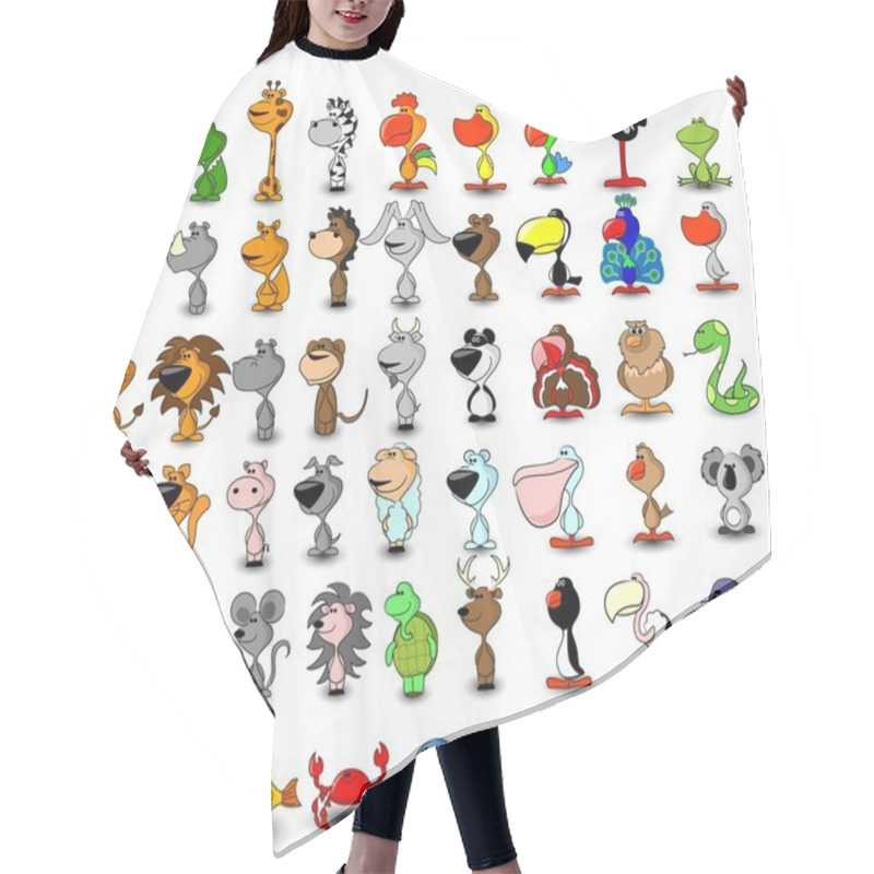 Personality  Vector Set Of Different Cute Animals Hair Cutting Cape