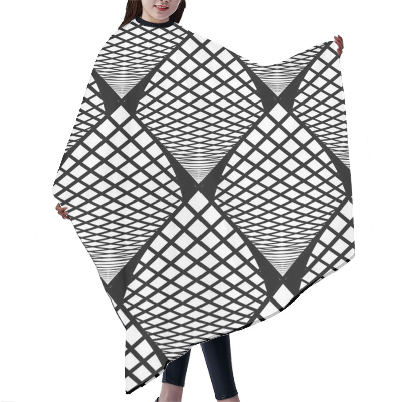 Personality  Design Seamless Monochrome Checked Geometric Pattern Hair Cutting Cape