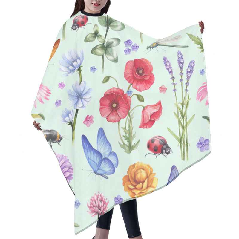 Personality  Wild Flowers And Insects Pattern Hair Cutting Cape