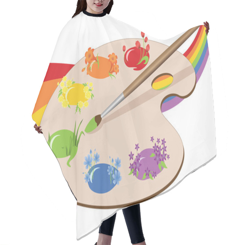 Personality  Paints Of Spring With Rainbow. Hair Cutting Cape