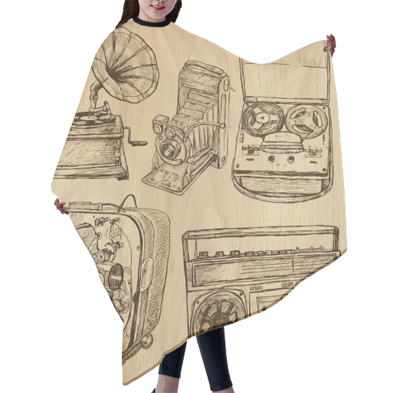 Personality  Old Objects No.4 - Hand Drawn Collection Hair Cutting Cape