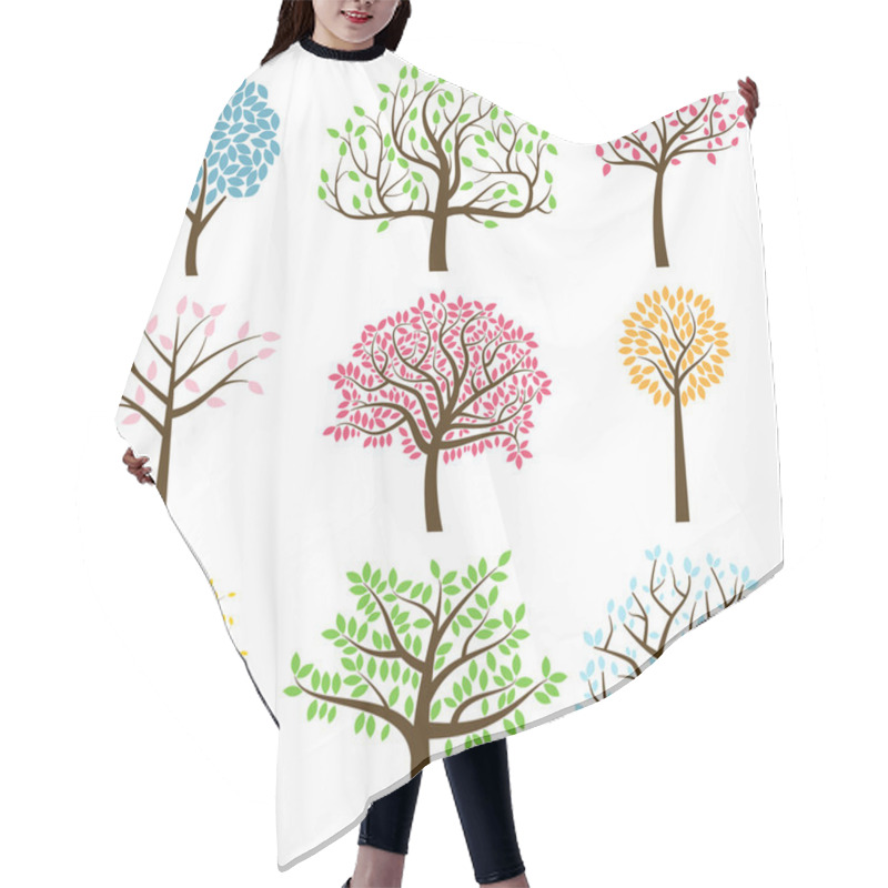 Personality  Vector Collection Of Stylized Tree Silhouettes Hair Cutting Cape