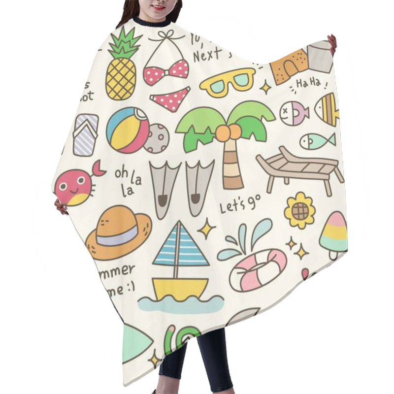 Personality  Set Of Cute Summer Time Doodle Hair Cutting Cape